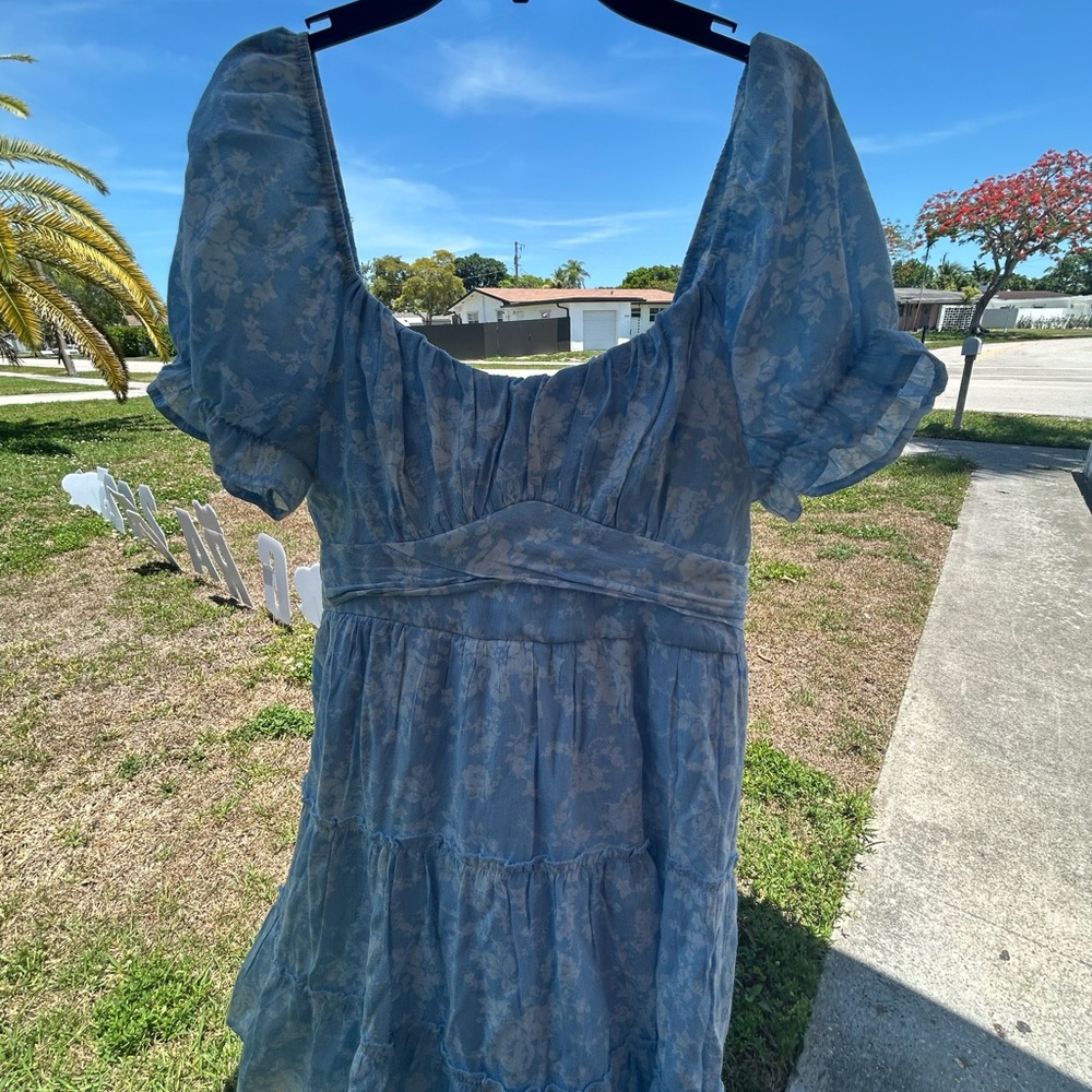 Trixxi Blue Puff Sleeve Sundress